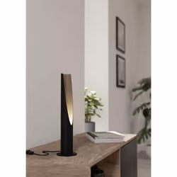 Eglo Table lamp Barbotto, Bedside lamp with indirect Light, Living Room Lighting Made of Black Metal and Wood in Oak, incl. GU10 Bulb, 40 cm, FSC