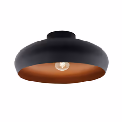 Eglo Mogano Vintage/Industrial Design Ceiling Light, Black Steel and Copper Coloured Kitchen or Hall Lighting, Ceiling-Mounte ...