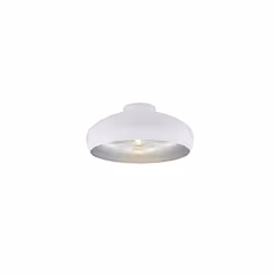 Eglo Mogano Vintage Flush Ceiling Light, Industrial Design White and Silver Steel Ceiling Lamp, Living Room, Kitchen, Hallway ...