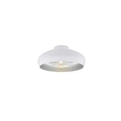 Eglo Mogano Vintage Flush Ceiling Light, Industrial Design White and Silver Steel Ceiling Lamp, Living Room, Kitchen, Hallway Lighting, E27 Socket