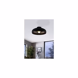 Eglo Mogano Flush Ceiling Light, Black Metal Industrial Design Lighting, Living Room, Bedroom and Hallway Lamp, E27 Socket