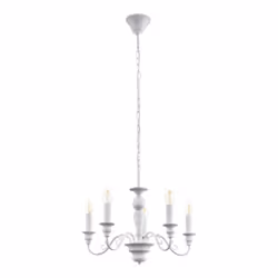 Eglo Caposile 5-Bulb Vintage Chandelier, White Steel Country House Style and Shabby Chic Ceiling lamp, Dinning and Living Roo ...