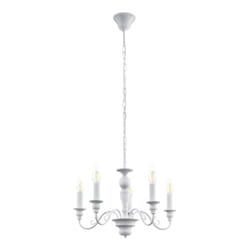 Eglo Caposile 5-Bulb Vintage Chandelier, White Steel Country House Style and Shabby Chic Ceiling lamp, Dinning and Living Room Hanging Lighting, E14