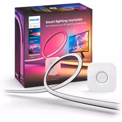 Philips Hue Play Gradient PC Lightstrip Starter Kit Including Hue Bridge [for 24-27 Inch Screens] LED Smart Lighting. Sync fo ...