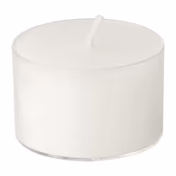 Horeca Candles - Tea Light Candles in Clear Cup 200 Pack - 8 Hours Burn Time - White Wax - Smokeless, Dripless, Unscented Candles Bulk