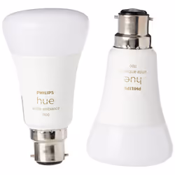 Philips Hue White Ambiance Smart Bulb Twin Pack LED [B22 Bayonet Cap] - 1100 Lumens (75W Equivalent). Works with Alexa, Google Assistant and Apple