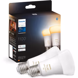Philips Hue New White Ambiance Smart Light Bulb 2 Pack 75W - 1100 Lumen [E27 Edison Screw] with Bluetooth. Works with Alexa,  ...