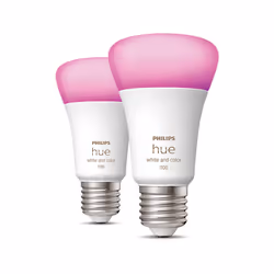 Philips Hue White and Colour Ambiance Smart Light Bulb 2 Pack 75W - 1100 Lumen [E27 Edison Screw] with Bluetooth. Works with Alexa, Google Assistant