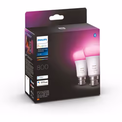 Philips Hue White and Colour Ambiance Smart Bulb Twin Pack LED [B22 Bayonet Cap] - 806 Lumens 60W Equivalent. for Home Indoor ...