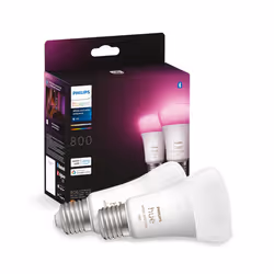 Philips Hue White and Colour Ambiance Smart Light Bulb 2 Pack 60W - 800 Lumen [E27 Edison Screw] with Bluetooth. Works with A ...