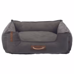TRIXIE BE Nordic F?hr Dog Bed 60 x 50 cm in Dark Grey - Square Dog Basket for Small and Large Dogs - Cosy Dog Basket with Pra ...