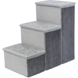 TRIXIE Velour Foldable 3-Step Pet Stairs with Storage, Collapsible, Storage Compartments for Pet Toys