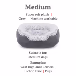Rosewood Grey Lion Oval Dog Bed, Medium, 67x57cm