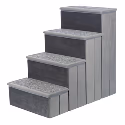 TRIXIE Velour 4-Step Pet Stairs with Storage, Collapsible, Storage Compartments for Pet Toys