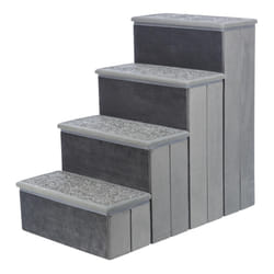 TRIXIE Velour 4-Step Pet Stairs with Storage, Collapsible, Storage Compartments for Pet Toys