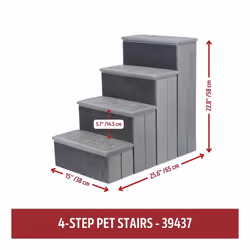 TRIXIE Velour 4-Step Pet Stairs with Storage, Collapsible, Storage Compartments for Pet Toys