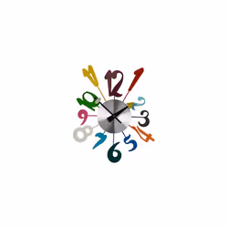 Premier Housewares Funky Numbers Wall Clock, Metal, Multi-Colour, 5 x 34 x 38 cm