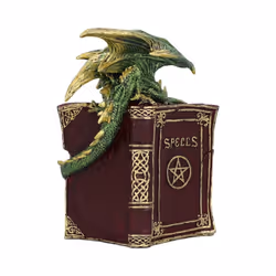 Nemesis Now Hoard Finders Dragon with Book Crystal Figurine, Green, 20.8cm