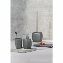 WENKO 20025100 Toilet Brush Faro Grey - Ceramic, 12 x 40 x 12 cm, Grey
