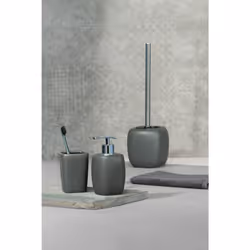 WENKO 20025100 Toilet Brush Faro Grey - Ceramic, 12 x 40 x 12 cm, Grey