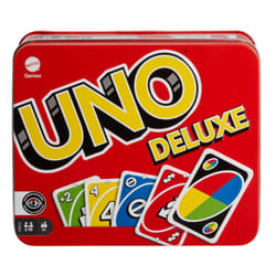 Mattel Games UNO Deluxe, Classic Card Game for Kids and Adults for Family Game Night, Use as a Travel Game or Engaging Gift for Kids, 2 to 10 Players,