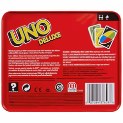 Mattel Games UNO Deluxe, Classic Card Game for Kids and Adults for Family Game Night, Use as a Travel Game or Engaging Gift for Kids, 2 to 10 Players,