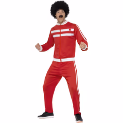 Smiffys Scouser Tracksuit, Red & White with Jacket & Trousers, 1980's Fancy Dress, 1980s Dress Up Costumes