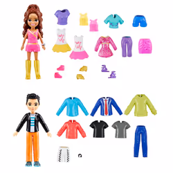 Polly Pocket Sparkle Cove Adventure Dolls, Clothes and Accessories Set, Fashion Pack with 4 Dolls (3-inch) and 45+ Total Pieces, HKW10