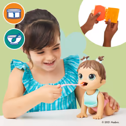 Baby Alive Lil' Snacks Doll - Eats & Poops, Snack-Themed 8-Inch Baby Doll, Brown Hair, Ages 3+