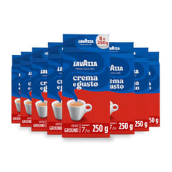 Lavazza Crema e Gusto Classico Ground Coffee for Moka Pot or Filtered Coffee Spicy Aromatic Notes Arabica and Robusta,Dark Roast 8 Packs of 250g