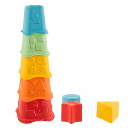 Chicco ECO+ Toy, 2-in-1 Stacking Cups | Sustainable Baby & Toddler Toy, Recycled Plastic, 6 months +