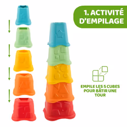 Chicco ECO+ Toy, 2-in-1 Stacking Cups | Sustainable Baby & Toddler Toy, Recycled Plastic, 6 months +