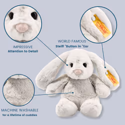Steiff Soft Cuddly Friends Hoppie Rabbit, Light Grey, 18, 80463, Rainy Day