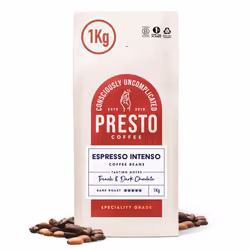 Presto Coffee | Seriously Strong Coffee Beans 1kg | Dark Roast | Chocolate & Toasted Almond Notes | Rainforest Alliance Certi ...