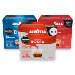 Lavazza, Favourites Trio, A Modo Mio, Coffee Capsules, Compostable, 1 packs of 16 Coffee Pods
