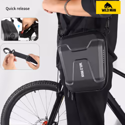 WILD MAN Quick Release 3L Hard Shell Rainproof Scooter Storage Bag for Kick Scooters Folding Bike Kick Board Handlebar Bag MTB (E8)
