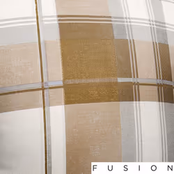 Fusion - Balmoral Check - 100 Percent Cotton Pair of Eyelet Curtains - Natural, Curtains: 66" Width x 72" Drop (168 x 183 cm), Nautral