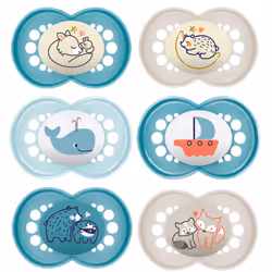 MAM Day & Night 16+ Months SkinSoft Silicone Pacifiers with 3 Travel Boxes, Pack of 6