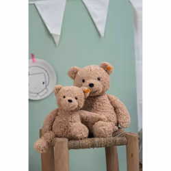 Steiff soft toy Jimmy Teddy Bear, cute cuddly toy with plastic eyes, children, boys & girls, Friends, plush animal 30 cm, light brown, 113505