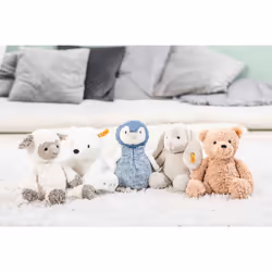 Steiff soft toy Jimmy Teddy Bear, cute cuddly toy with plastic eyes, children, boys & girls, Friends, plush animal 30 cm, light brown, 113505