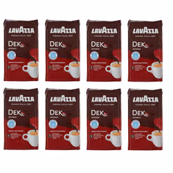 8 x LAVAZZA DEK Intenso Decaffeinated Ground Coffee 250g Italian Espresso