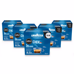Lavazza A Modo Mio Dek Creamy Coffee Capsules (5 Packs of 16)