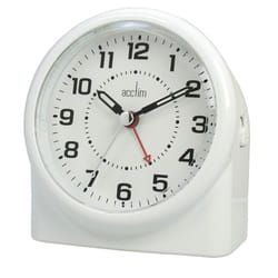 Acctim Alarm, Analog, Analogue, Bedside Clock, White, 7.5 x 11.2 x 12 cm
