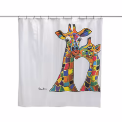 RAVALI Croydex Art by Steven Brown Shower Curtain With Anti-Microbial Treated 180x180cm (Francie & Josie)