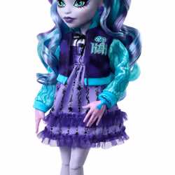 Monster High Fearbook Twyla Doll and Accessories Set with Game Club Theme including Varsity Jacket, Yearbook, Board Game and Cookies