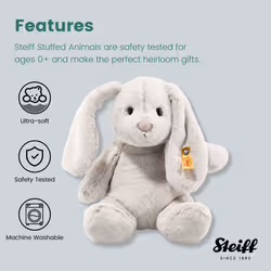 Steiff Soft Cuddly Friends Hoppie Rabbit, Light Grey, 28 cm, 80470, Rainy Day