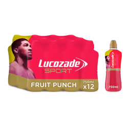 Lucozade Sport Body Fuel - Fruit Punch 12x750ml| Isotonic sports drink, with Electrolytes and Vitamin B3 | Still | Bursting w ...