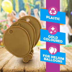 SOL 24pk Helium Balloon Weights - Gold Plastic Party Accessories - Perfect for Securing Balloons at Birthdays, Weddings, New Year - Heavy Duty 205g
