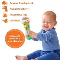 VTech Sing Along Microphone for Kids, Toddler Toy Microphone with Amplified Voice Effect and Animal Sounds, Educational Toys for Boys and Girls 1, 2,