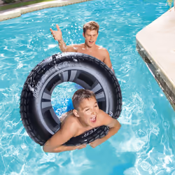 Bestway Mud Master Swim Ring, Inflatable Swimming Float Rung, Pool Float, Rubber Rubber Ring for Kids and Adults, Black